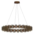 Modern Layered Geometric Chandelier With Stacked Rectangular Metal And Glass Elements 3d model