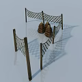 Wooden Lattice Hinged Door For Garden Fence With Hay Bales Decoration