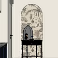 Hall End View European Style End View Cabinet Decoration David Middle Ancient Mirror Roman Column 3d model