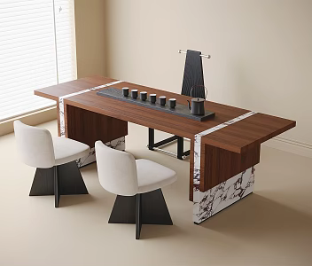 Modern Tea Table and Chair Tea Set Ornaments Tea Table 3d model