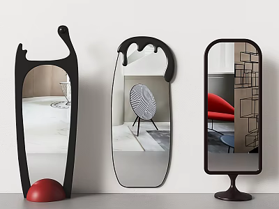Italian Dressed Mirror Light Luxury Fitting Mirror Retro Full-length Mirror Antique Floor Mirror Special-shaped Mirror 3d model