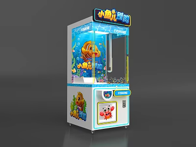 Arcade Claw Machine With Little Fish Run Theme And Cartoon Fish Crab Design 3d model