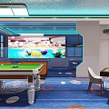 Modern Billiards Club Interior Design With Stylish Decor 3d model