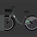 Gray City Bicycle With Front Basket Parking Stand And Green Logo