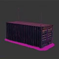 Blue Container With Red Top And Grass Base Featuring Metal Poles