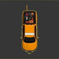 Yellow Utility Truck With Roof Light Bar Rear Crane Arm And Reflective Stripes