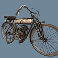 Vintage Bicycle With Engine Featuring Classic Design Curved Handlebars And Leather Seat