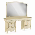 Classic Ivory Dressing Table With Ornate Carved Details Mirror And Drawers