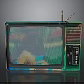 Classic Vintage Electronic Television With Colorful Casing Antenna And Reflective Screen