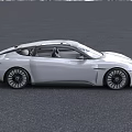White Streamlined Electric Sports Car With Modern Front Grille And Large Wheels