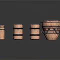 Decorative Wooden Barrel Containers With Metal Bands And Different Sizes