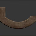 Elegant Curved Wooden Furniture With Multiple Shelves And Leather Top Countertop
