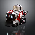 Toy Car Model Number 86 Red White Black With Transparent Cockpit And Black Front Shovel