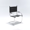 Modern Minimalist Single Chair With Silver Metal Frame And Black Seat Backrest