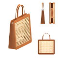 Modern Handbag Leather Rattan Handbag 3d model