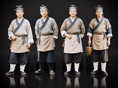 2D ancient costume character ancient costume man shopkeeper small peddler ancient common people poor common people ancient costume character film and television character 3d model