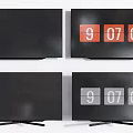 Different Modern TVs Showing Red And Gray Digital Date Display On Stands 3d model