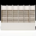 Minimalist White Entryway Side Cabinet With Multiple Open Storage Shelves And Modern Design