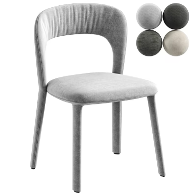 Modern Light Gray Upholstered Single Chair With Curved Backrest And Color Options 3d model