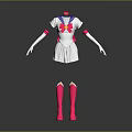 Character Sailor Uniform With Blue Necktie Pink Flower Red Armbands White Skirt And Pink Stockings
