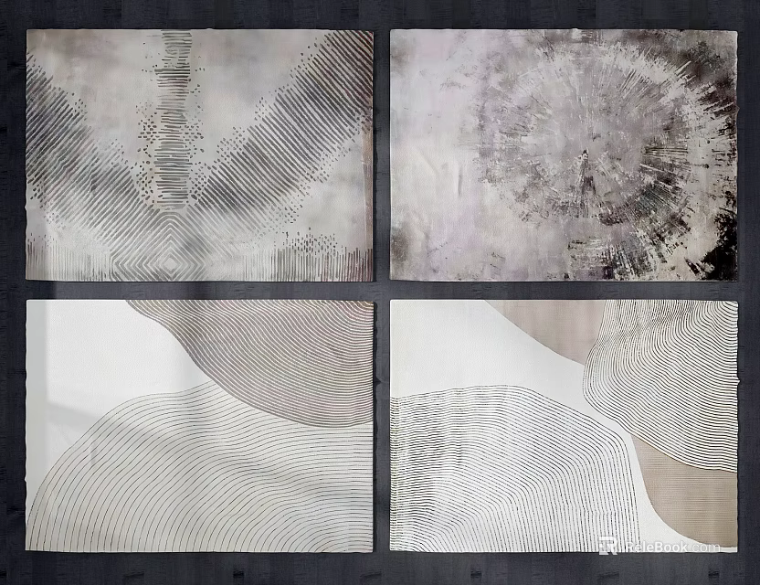 Modern Square Rugs With Abstract Patterns And Neutral Tones Design 3d model