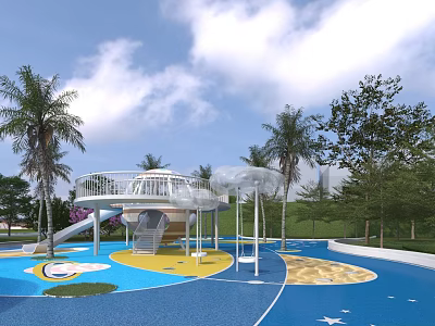 Modern children's play area landscape 3d model