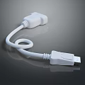 White Electronic Connector Cable With Dual USB Interfaces For Devices 3d model