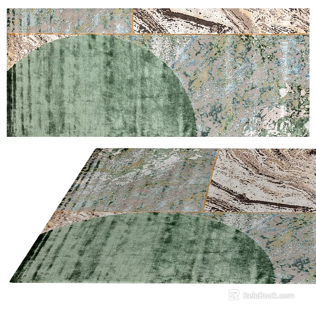 Square Area Rug With Mixed Patterns And Textures 3d model 