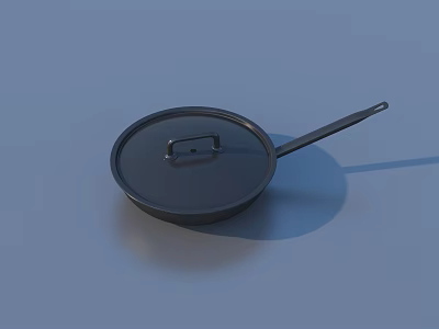 Modern Non Stick Frying Pan With Lid For Kitchen Cooking Use 3d model