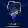 Futuristic Mechanical Installation With Blue Glowing Rings Metallic Structure And Layered Design