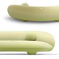 Modern Curved Sofa Design In Light Green Red With Round Cushion 3d model
