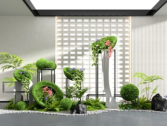 Modern indoor landscaping column landscaping device landscaping gravel moss landscaping ferns 3d model