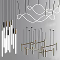 Modern Chandelier Designs With Curved Lines And Linear Metal Frames 3d model