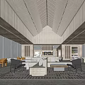 modern reception area sales department hall reception hall lobby front desk sand table area sales department chandelier negotiation area 3d model