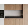 Sleek Modern Kitchen Cabinets In Wooden And White With Black Countertop Double Ovens