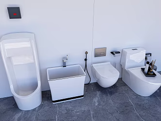 Modern Toilet Combination Bathroom Supplies Combination Squatting Toilet Induction Toilet Trash 3d model