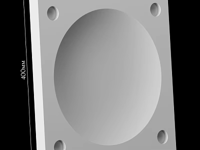Square Wall Panel With Circular Recess And Four Holes 400MM Size 3d model