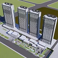 Modern High Rise Residential Complex With Green Spaces And Surrounding Facilities
