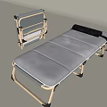 Foldable Single Bed with Metal Frame and Gray Mattress Design Structure 3d model