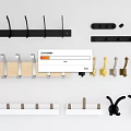 Various Wall Mounted Hooks In Different Colors And Materials For Home Use 3d model