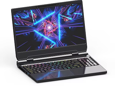 Modern Gaming Laptop With Vibrant Neon Display And RGB Backlit Keyboard 3d model