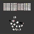 Various Design Stickers Scattered And Neatly Arranged On Gray Background