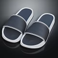Open Toe Black Slippers With White Trim For Comfortable Casual Wear