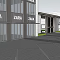 Garden Landscape Design With Modern Commercial Building Glass Facade Entrance Area And Green Lawn