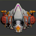 Vibrant Biomechanical Robot Character With Red Orange Armor And Clawed Feet Design