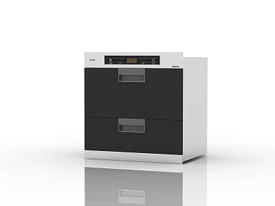 Modern White And Black Double Drawer Kitchen Appliance With Control Panel 3d model