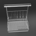Stainless Steel Kitchen Storage Rack With Hanging Hooks And Tray 3d model