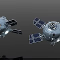 Two Silver Spherical Spacecraft With Solar Panels For Space Exploration Missions