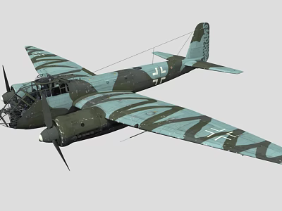 Vintage World War II Fighter Aircraft With Green Gray Camouflage Paint And Twin Propellers 3d model