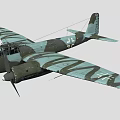 Vintage World War II Fighter Aircraft With Green Gray Camouflage Paint And Twin Propellers